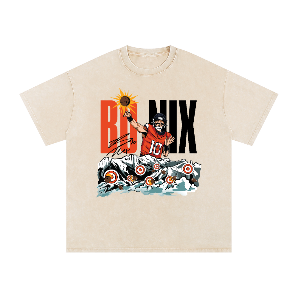 Bo Nix Illustration Vintage T-Shirt — Apricot