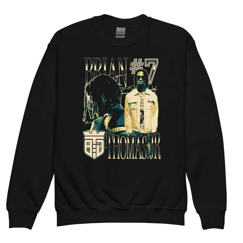 Brian Thomas Jr. Vintage Youth Crewneck by Athlete Market — Black