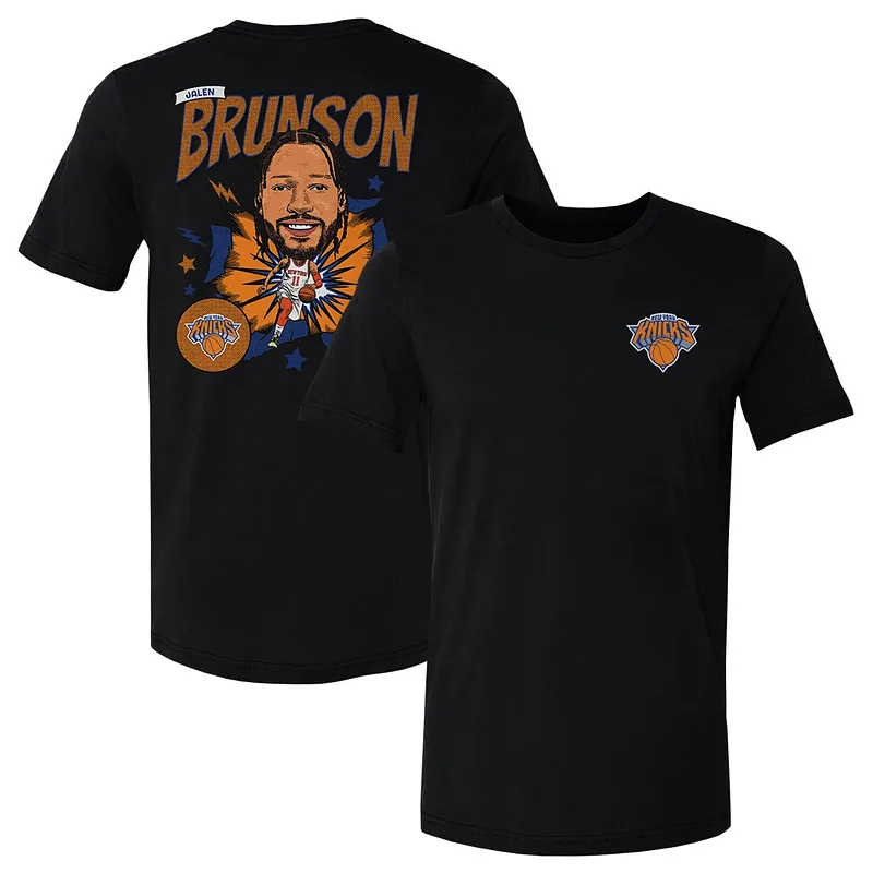 Jalen Brunson New York Knicks Caricature F&B WHT