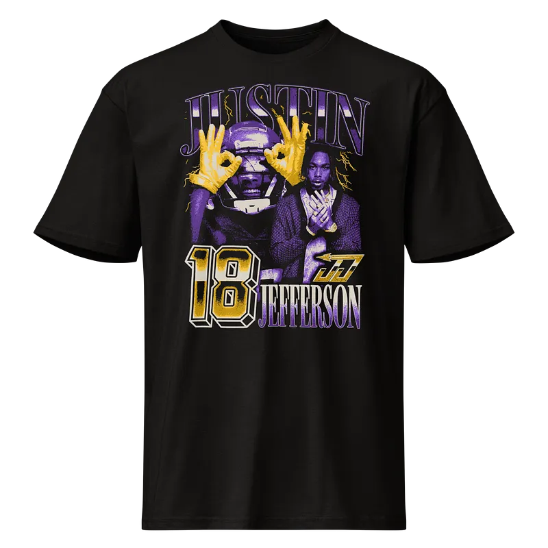 Justin Jefferson Vintage T-shirt by Athlete Market — Black