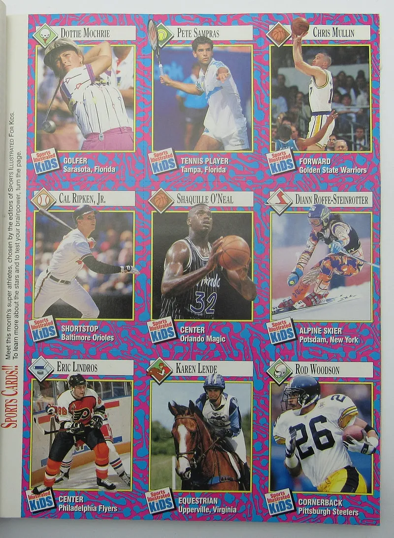 March 1993 Sports Illustrated for Kids Shaquille O'Neal Uncut Card Sheet 159391