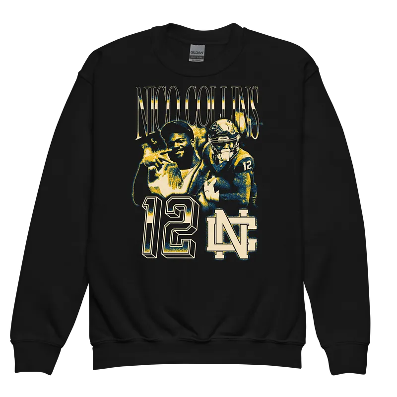 Nico Collins Vintage Youth Crewneck by Athlete Market — Black
