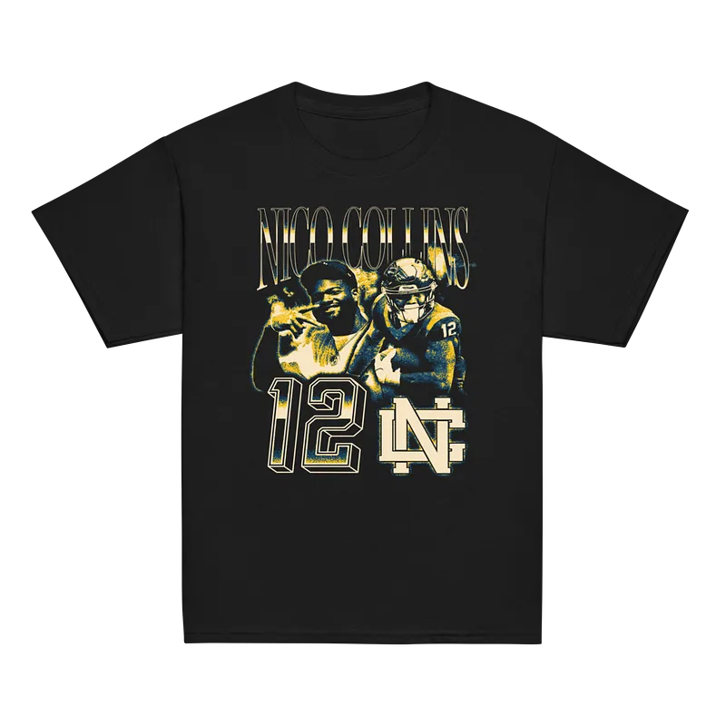Nico Collins Vintage Youth T-shirt by Athlete Market — Black