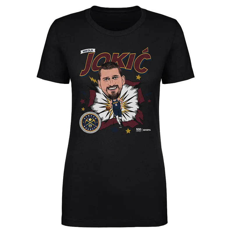 Nikola Jokic Denver Nuggets Caricature Retro WHT