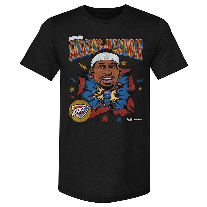 Shai Gilgeous-Alexander Oklahoma City Thunder Caricature Retro WHT