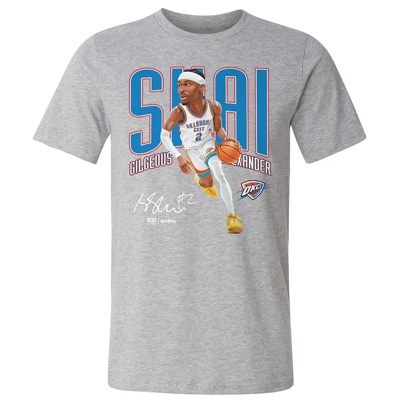 Shai Gilgeous-Alexander Oklahoma City Thunder Caricature WHT
