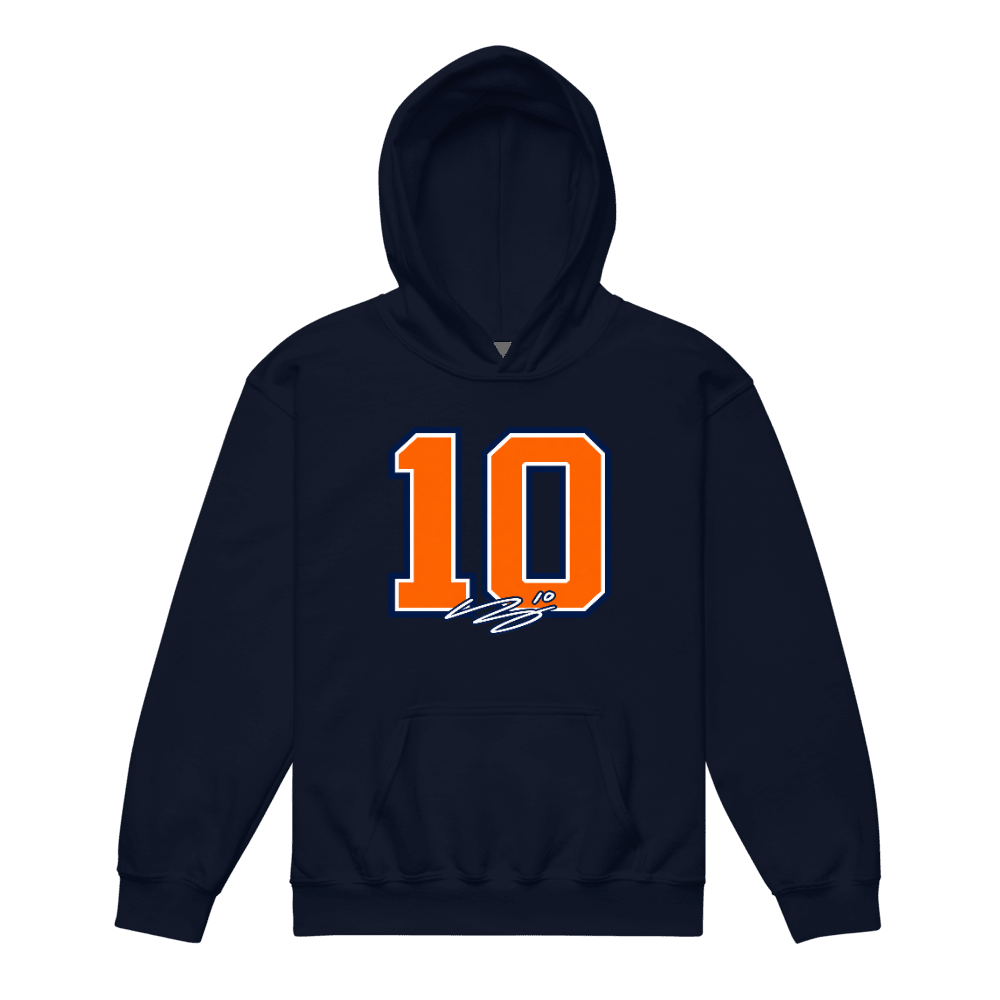 Bo Nix Signature Number Youth Hoodie - Navy