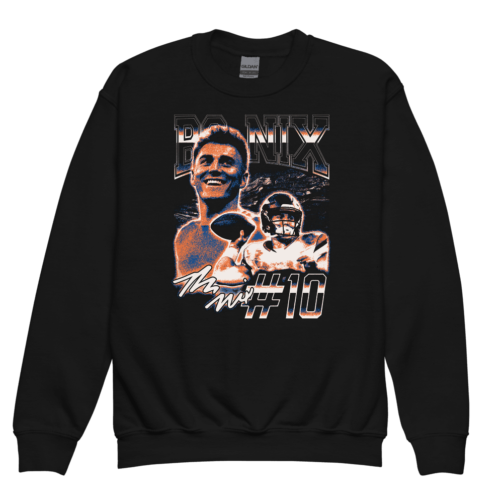 Bo Nix Denver Vintage Youth Sweatshirt - Black