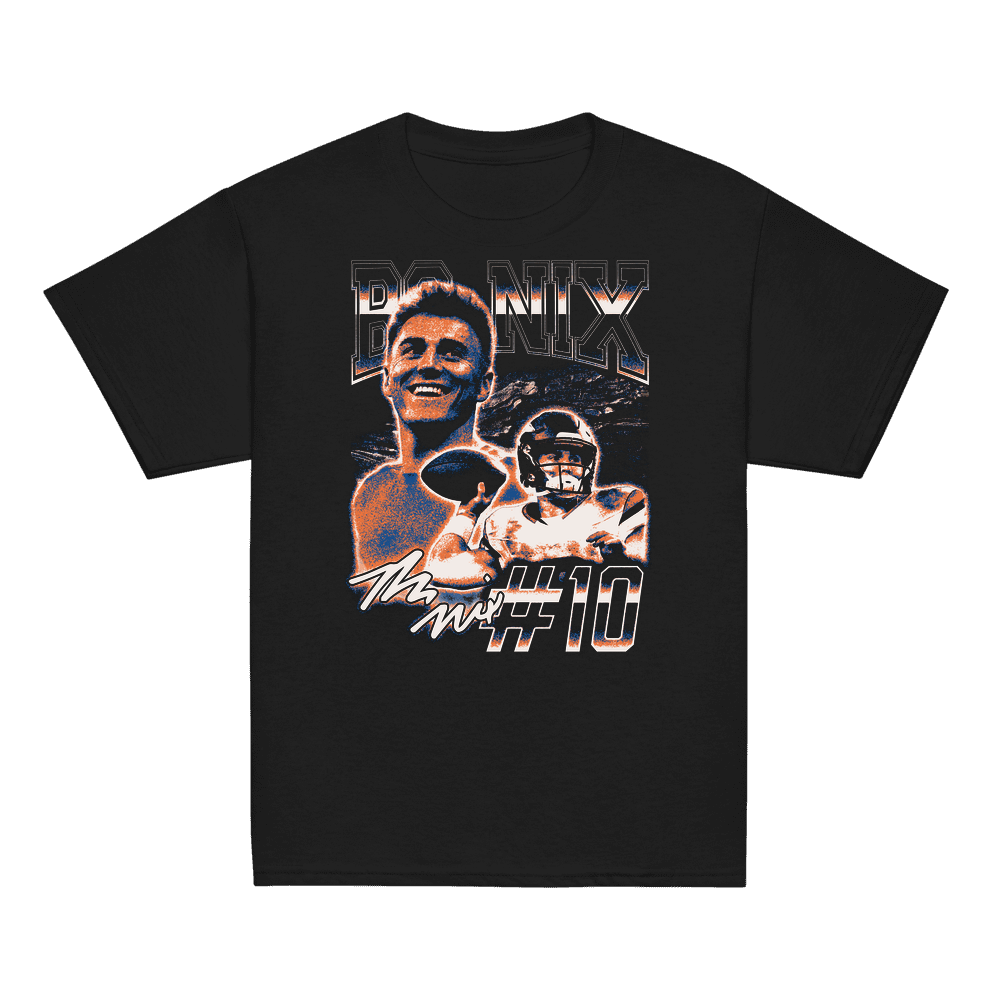 Bo Nix Denver Vintage Youth T-shirt - Black