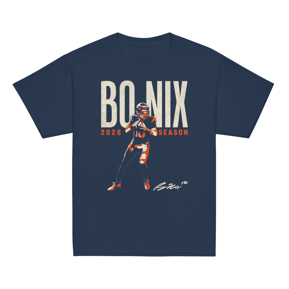 Bo Nix Halftone Youth T-shirt - Navy