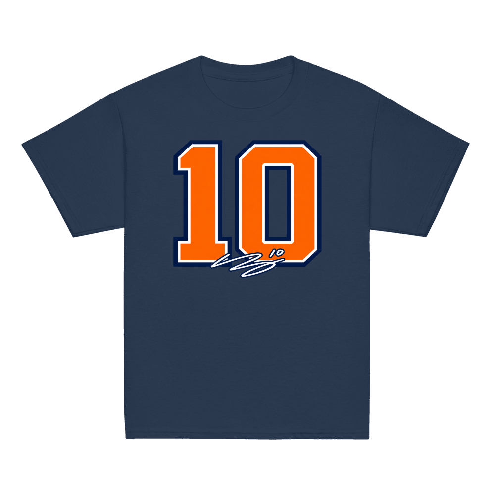 Bo Nix Signature Number Youth T-shirt - Navy