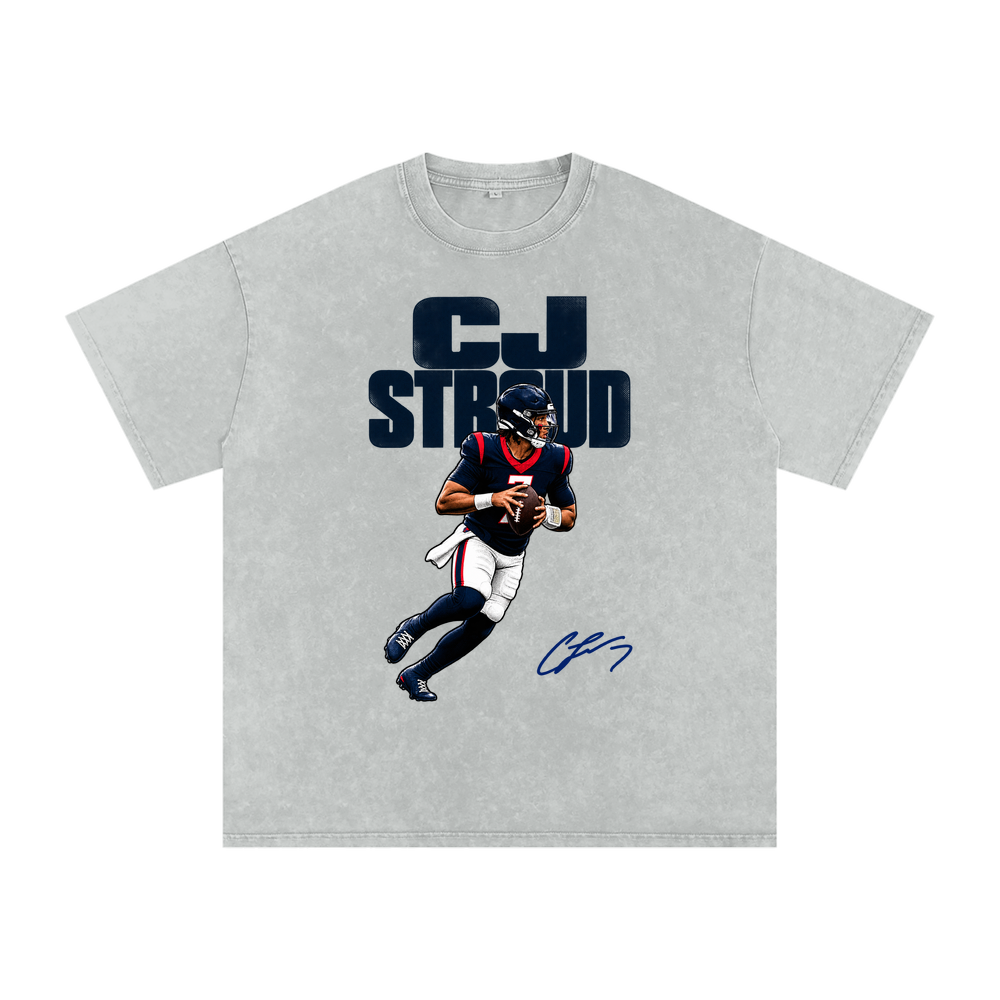 C.J. Stroud Houston Halftone Boxy Washed T-shirt - Light Gray
