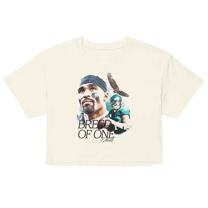 Jalen Hurts Breed of One Watercolor Women's Cropped T-shirt — Natural