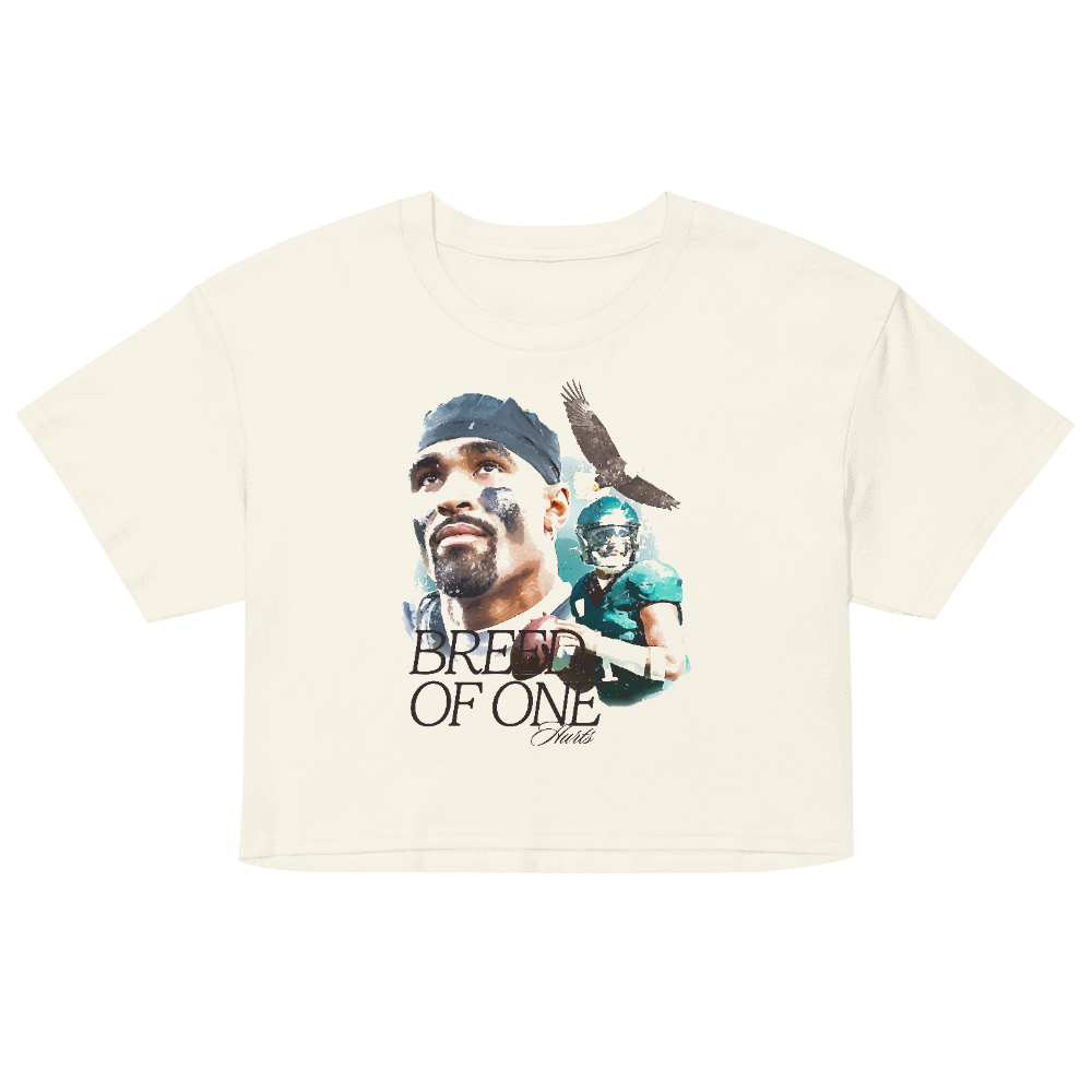 Jalen Hurts Breed of One Watercolor Women's Cropped T-shirt - Natural